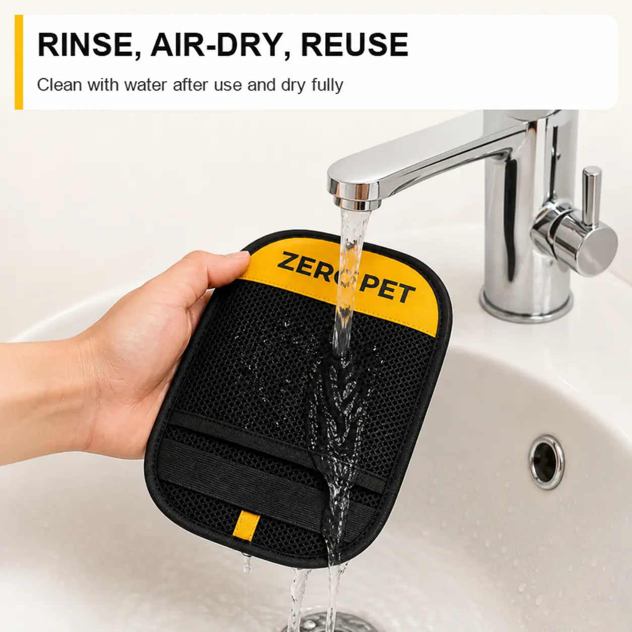 Reusable Pet Hair Remover Mitt, Washable Static Fur & Lint Cleaner for Furniture, Bedding & Car Seats