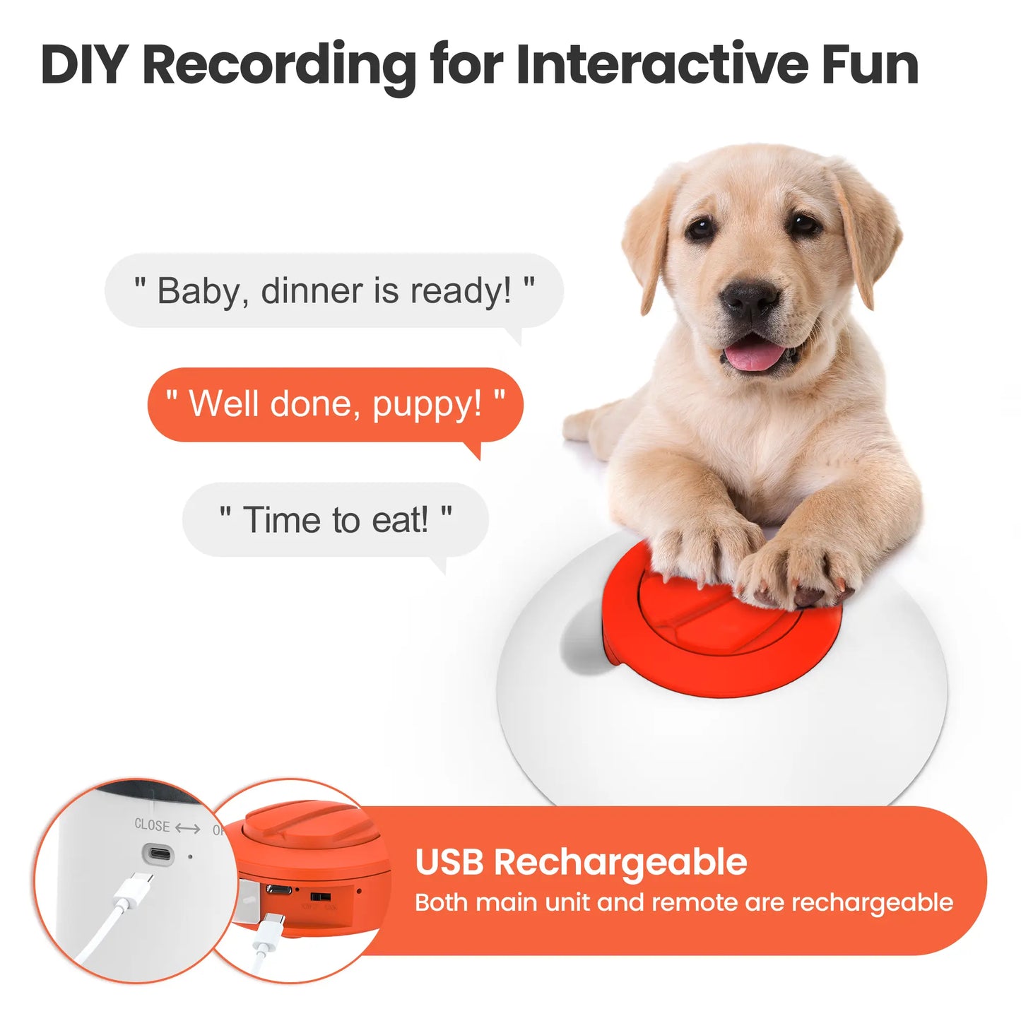 Potaroma Interactive IQ Training Pet Feeder, 280Ml Rechargeable Automatic Treat Dispenser, Push Remote Food Toy for Dogs Cats All Breeds
