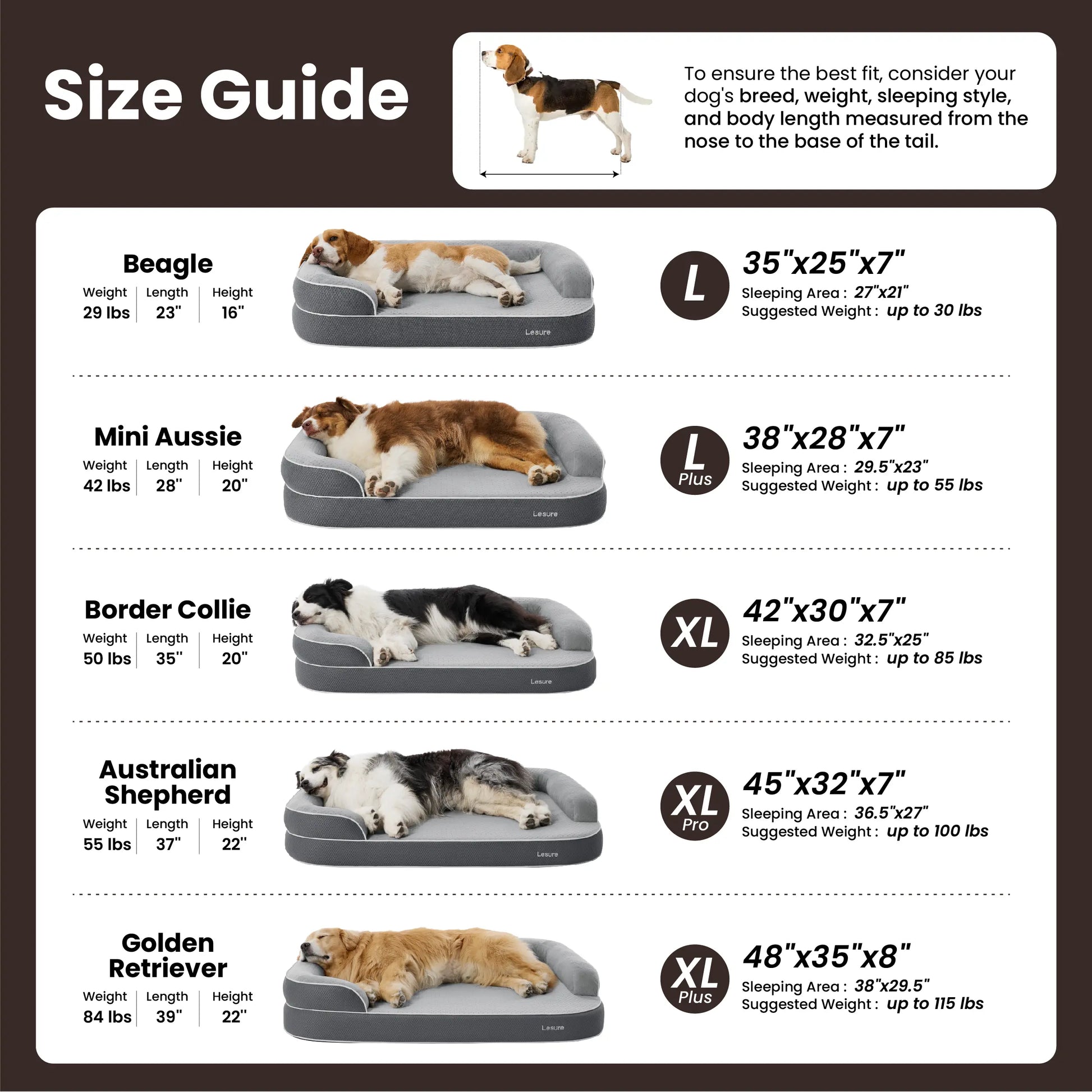 Lesure Realortho Orthopedic Dog Bed - Joint Protection for Large & Senior Dogs